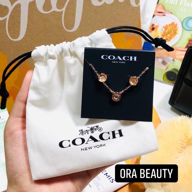 Bộ trang sức COACH Open Circle Necklace And Tea Rose Stud Set