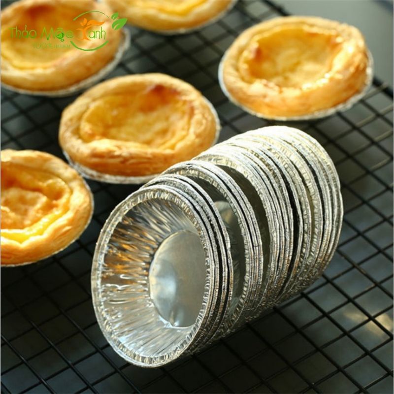 Set 50 đế làm bánh tart trứng hình tròn sử dụng một lần