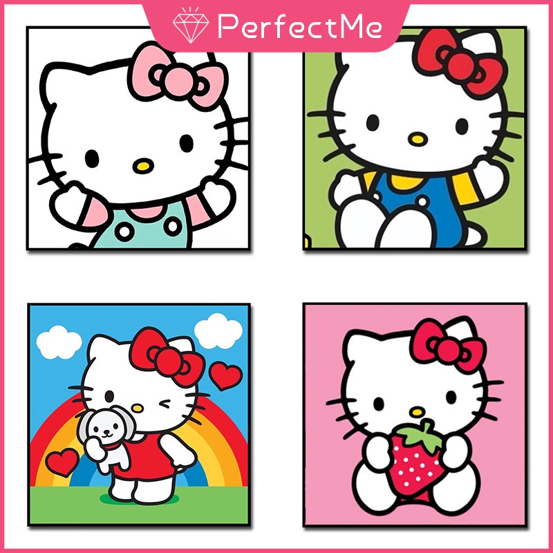 Bộ Tranh Đính Đá 5D Tự Làm 30x30CM Hình Hello Kitty Trang Trí Nhà Cửa