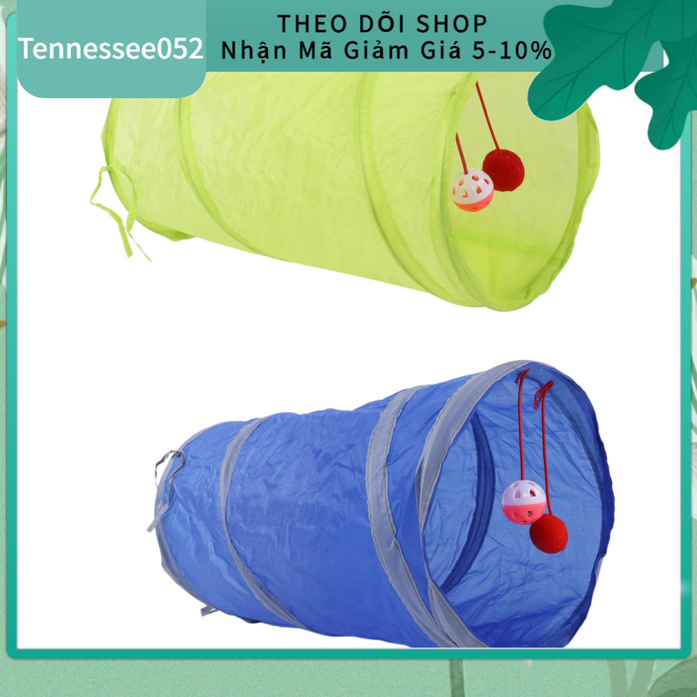 Tennessee052 Đồ chơi đường hầm tương tác Polyester có thể gập lại dành cho mèo với bóng treo Thỏ con chó