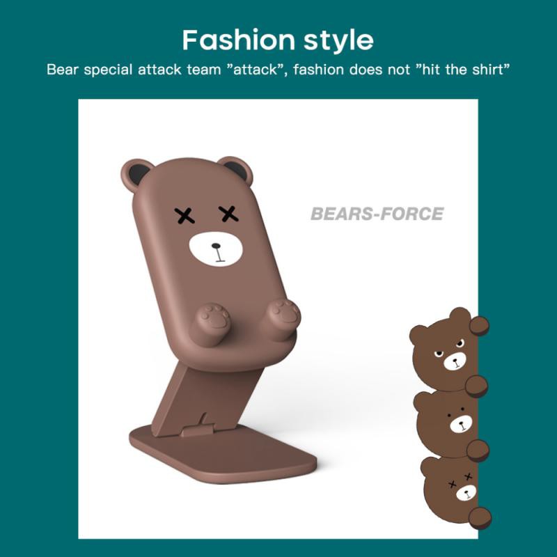 Giá đỡ điện thoại máy tính bảng để bàn họa tiết gấu gà dễ thương có thể gấp gọn tiện dụng