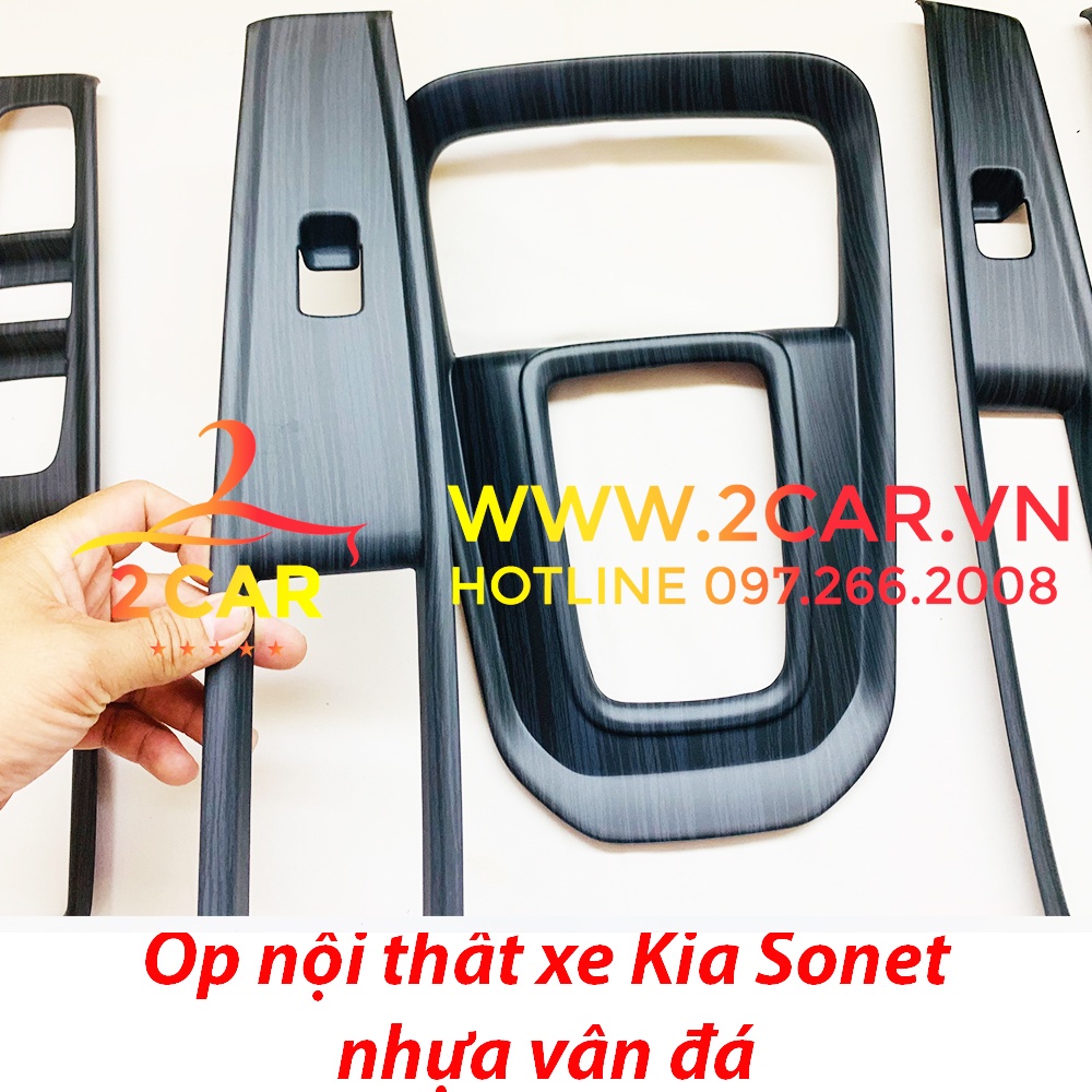 Ốp trang trí nội thất xe Kia SONET 2022 2023 Hàng nhựa ABS vân Đá cao cấp