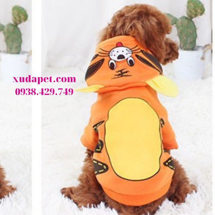 Áo Hoodie Hình Hổ Vằn chất liệu thun co giãn cao cấp, giúp cho thú cưng trông rất xinh xắn, thời trang - SP000567