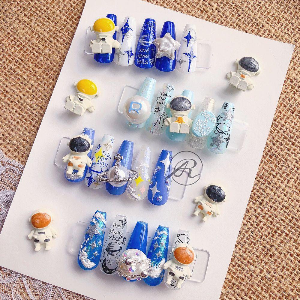 Phụ Kiện Trang Trí Móng Tay Hình Phi Hành Gia / Ngôi Sao / Ngôi Sao / Vũ Trụ Xinh Xắn