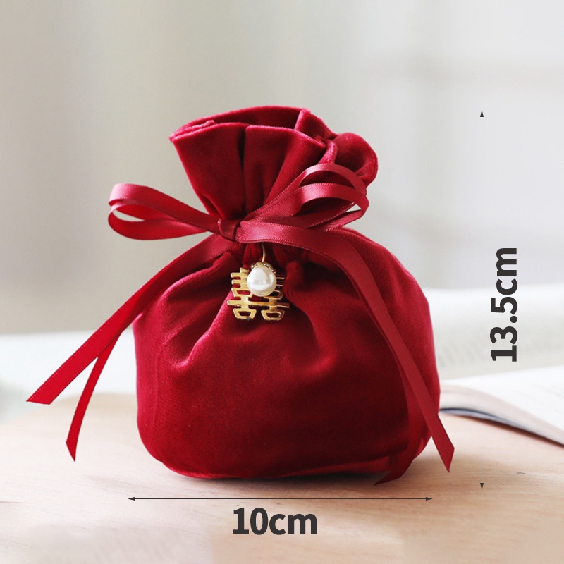 Túi đựng kẹo bằng vải nhung nhỏ trang trí cho đám cưới dễ thương