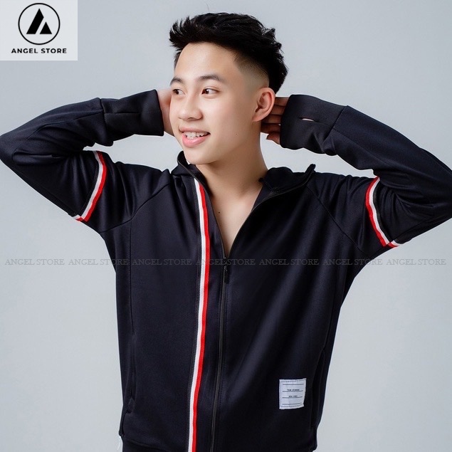 Áo chống nắng THOM ANGEL STORE, Áo khoác nắng nam nữ vải poly cao cấp kẻ ngang tay áo phong cách cá tính
