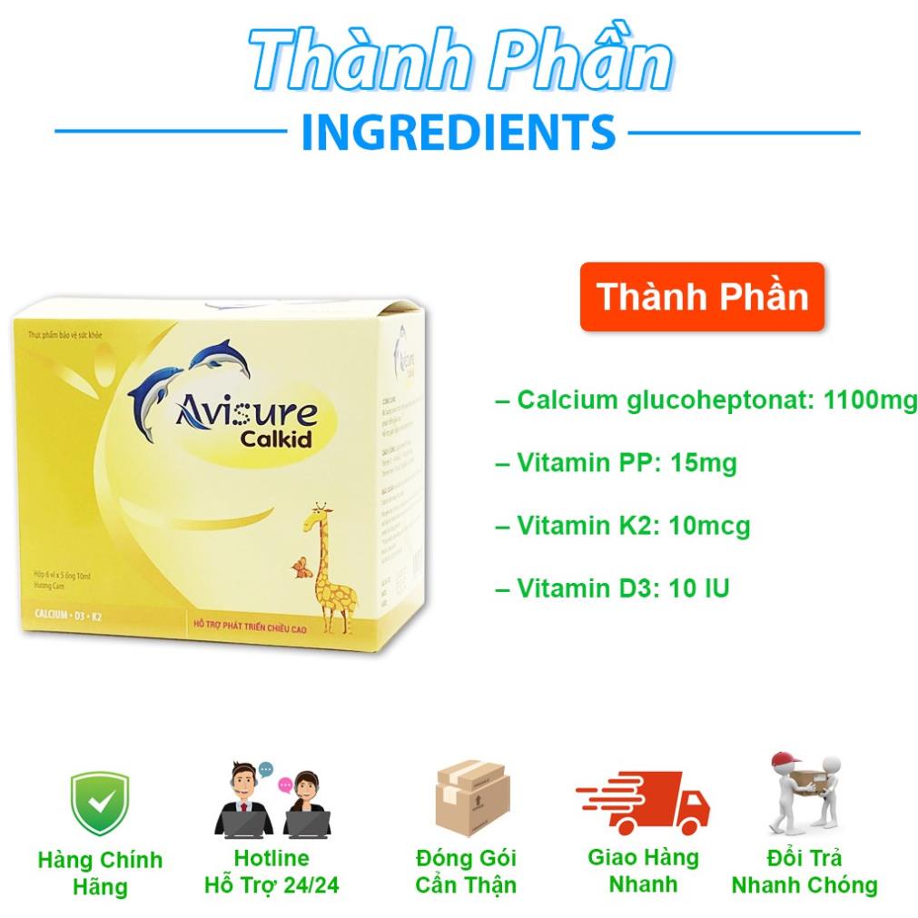 Avisure Calkid - Canxi Nano, Viên Uống Bổ Sung Canxi, Giúp Xương Răng Chắc Khỏe, Phát Triển Chiều Cao Cho Trẻ