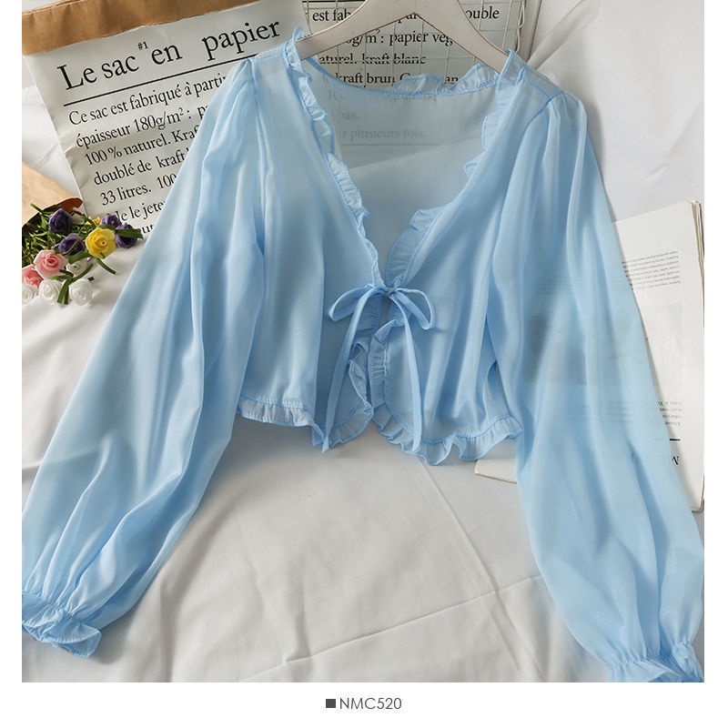 Áo Khoác Voan Mỏng Chống Nắng Dáng Ngắn Thời Trang Cho Nữ