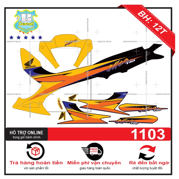 ( Quí khách vui lòng mang ra tiệm cho thợ dán ) Tem wave Nice mẫu zin