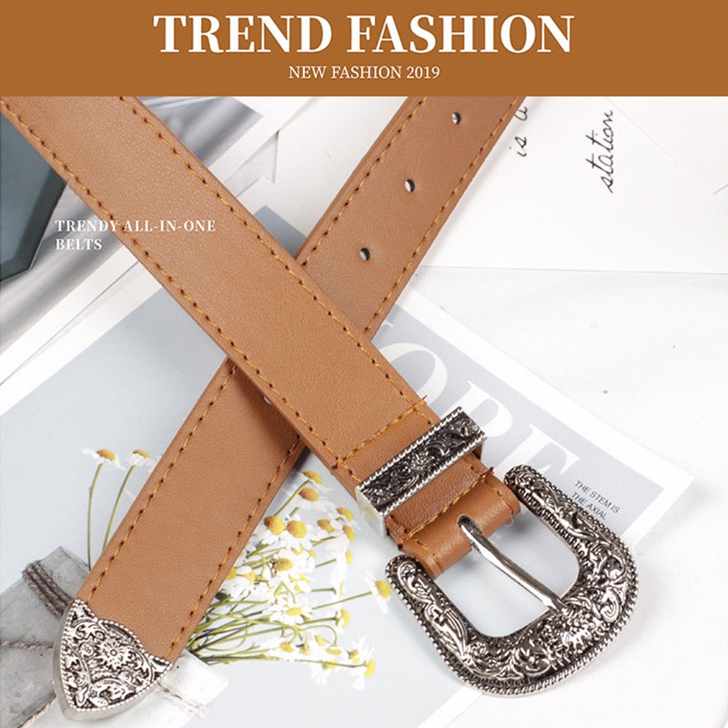 Thắt lưng da khóa kim loại kiểu dáng thời trang cho nữ