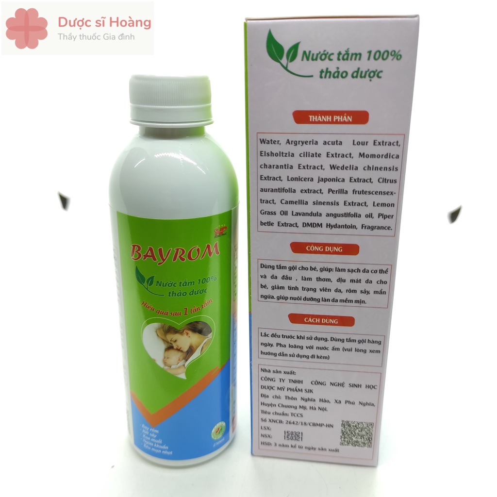 Nước Tắm Thảo Dược BAYROM - Hết Rôm Sảy Mẩn Ngứa Cho Bé Chai 250ml