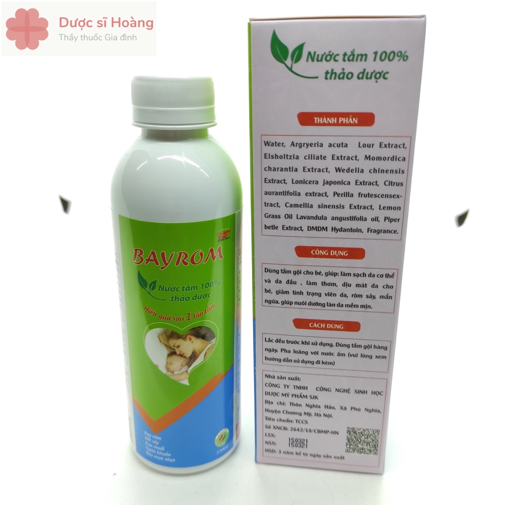 Nước Tắm Thảo Dược BAYROM - Hết Rôm Sảy Mẩn Ngứa Cho Bé - Chai 250ml