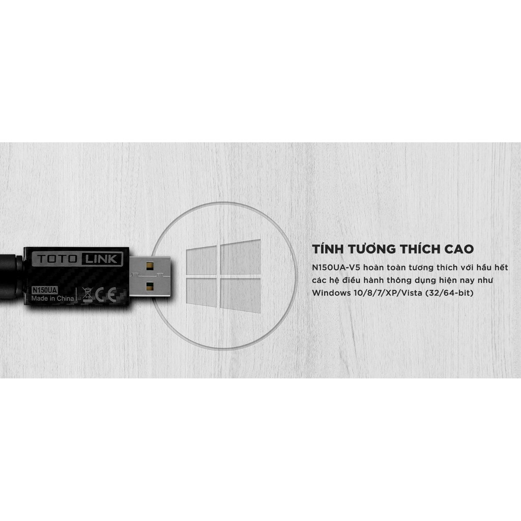 Bộ thu sóng USB Wifi TotoLink N150UA-V5 (màu đen)