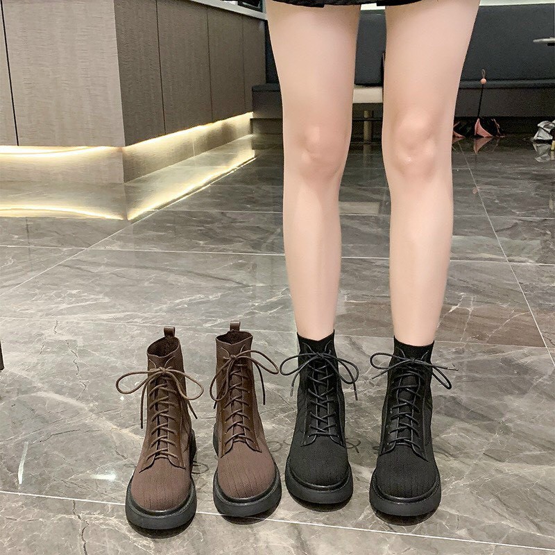 Giày boots nữ cổ cao phong cách Hàn Quốc siêu xinh