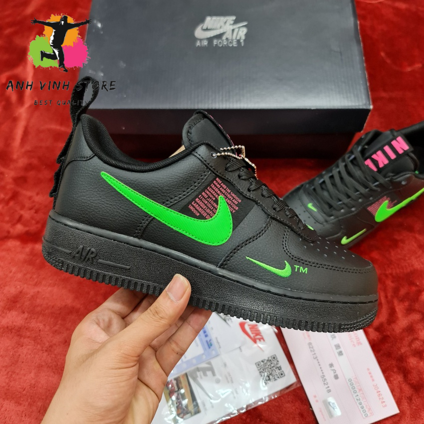 Giày Air Force 1 LV8 Đen Sọc Xanh Lá Đế Đệm Khí Cao Cấp