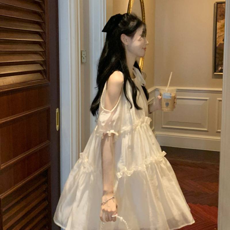 Váy babydoll Đầm Trễ Vai Phong Cách Pháp Thời Trang Mùa Hè 2022 Mới Cho Nữ
