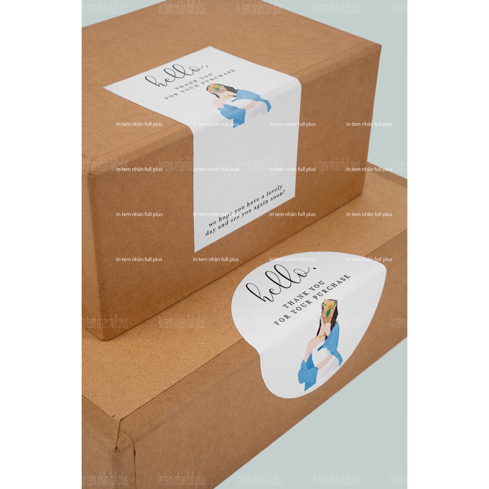 [ MÃ HOT ] Tem dán vỏ hộp carton đóng hàng, tem niêm phong hộp giấy, sticker Thank You dán cạnh hộp hàng