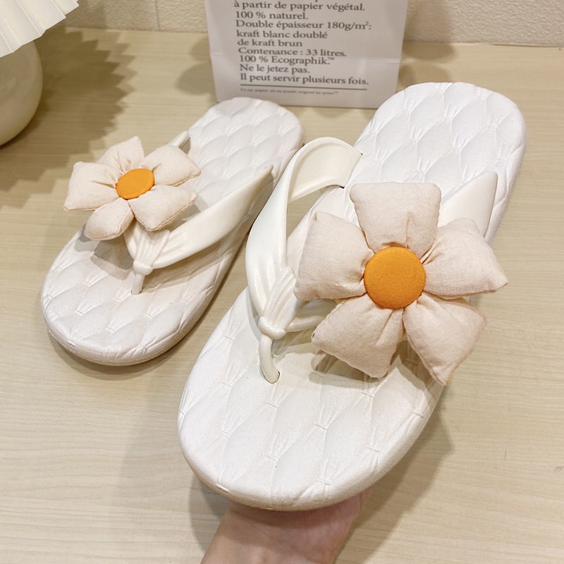 Dép Xỏ Ngón In Hoa Hướng Dương Thời Trang Đi Biển Cho Nữ