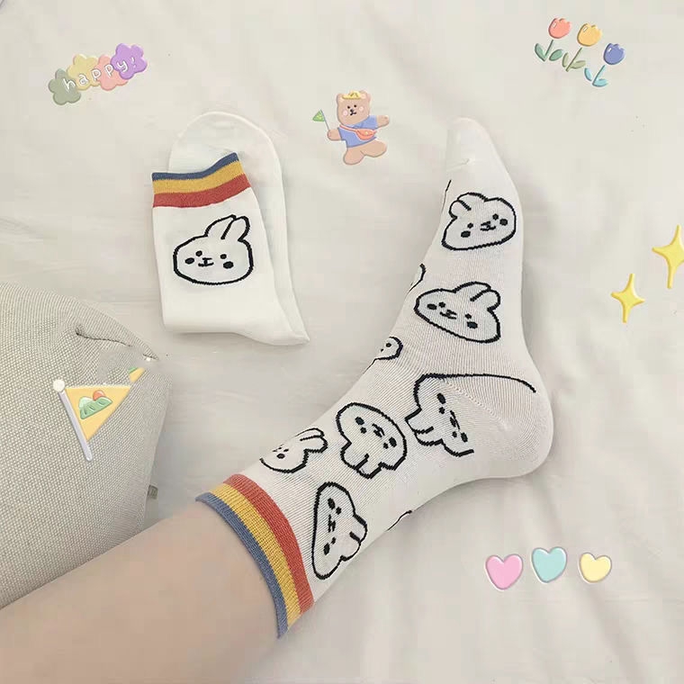 Vớ cotton in hình thỏ xinh xắn cho phái nữ