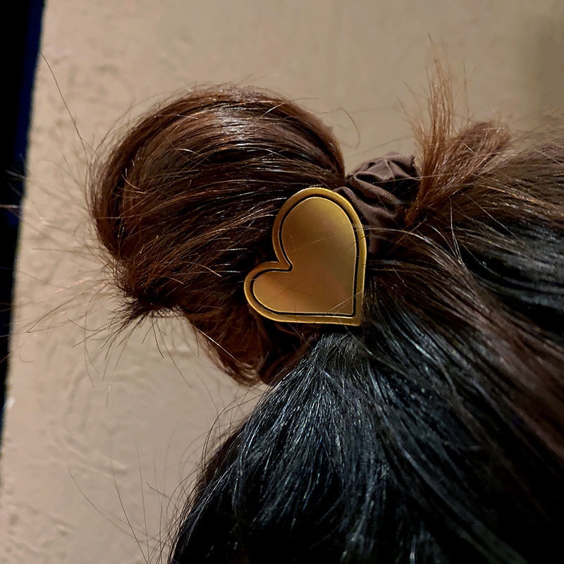 Dây Buộc Tóc Cao Su Mặt Trái Tim Kim Loại Phong Cách Hàn Quốc Dễ Thương Cho Nữ 2021