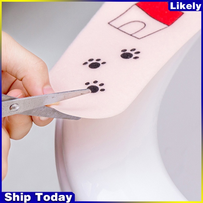 Bộ 2 miếng lót bệ ngồi bồn cầu bằng vải nỉ + PVC dày dặn chống thấm nước họa tiết hoạt hình dễ thương