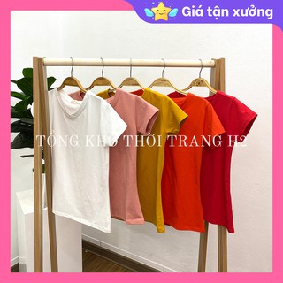 Ảnh thật 100% ✅ áo thun trơn cổ tim màu basic unisex nữ chất vải đẹp