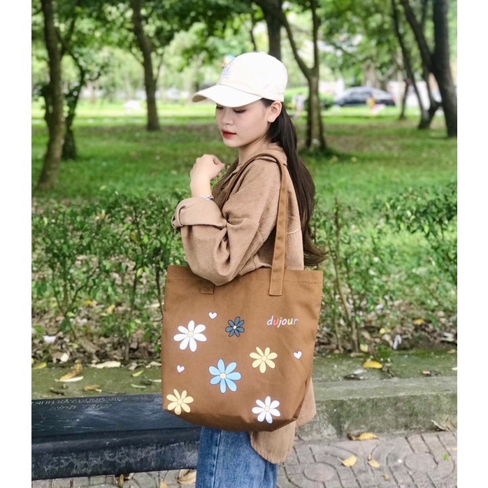 Túi tote canvas DUJOUR in hoạ tiết