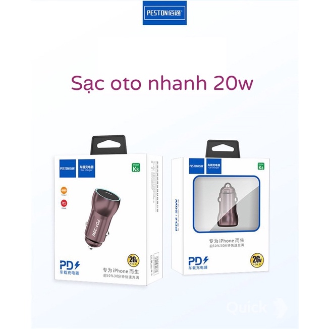 sạc xe cổng type C chuẩn sạc nhanh 20w