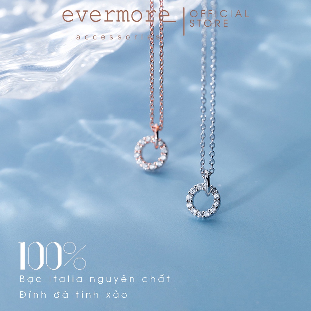 Dây chuyền bạc EVERMORE, vòng cổ vòng tròn đính đá bạc ý 925, phong cách minimalism, thanh lịch - D010