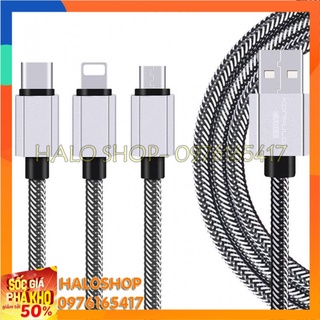 Cáp sạc nhanh 1.5m Konfulon S46 3 đầu (Iphone, Micro, Type-C) chính hãng