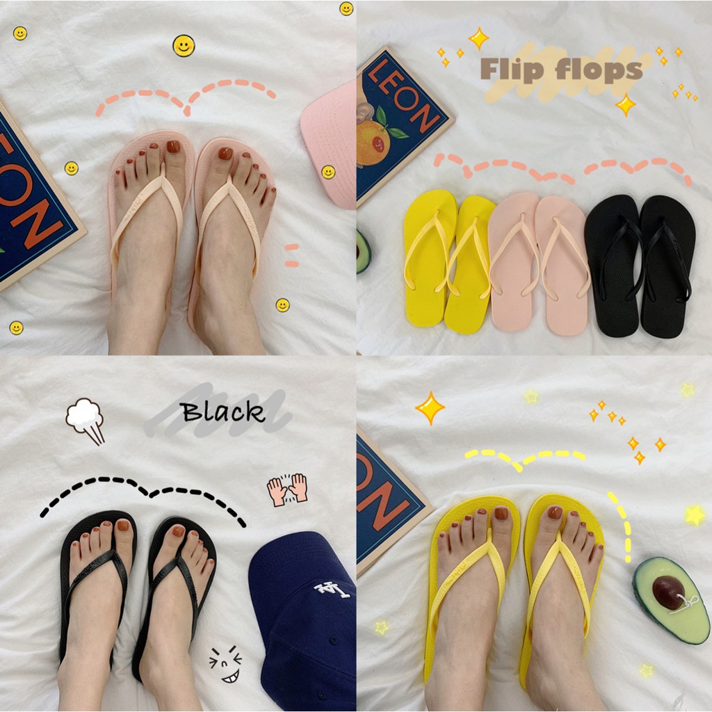 [ ORDER ] tông trơn ulzzang order dép lê đen vàng hồng chống trượt phong cách hàn quốc