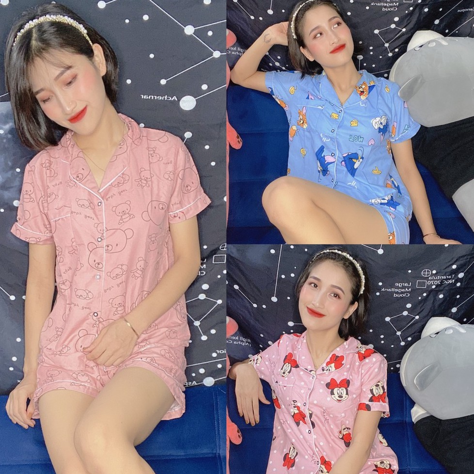 [XẢ HÀNG] Bộ Đồ Ngủ -Pijama cộc thái lan sexy họa tiết đáng yêu cute bảng màu mới nhất chất liệu nhập khẩu mỏng mát