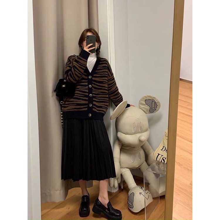 Áo len carigan kẻ vằn QC cực hot