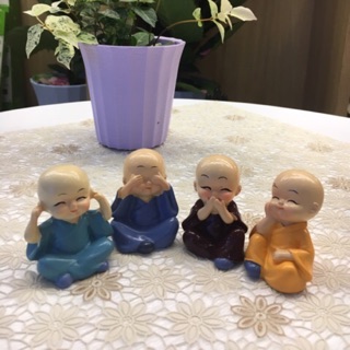 Mộc - Set bộ tượng 4 chú tiểu bớt nghe bớt nói bớt nhìn