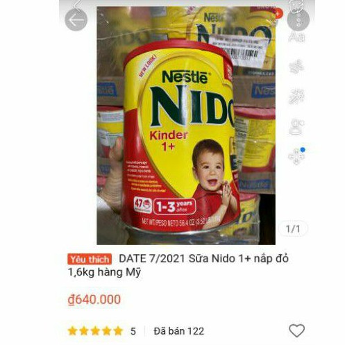 Sữa Nido Mỹ 1.6kg