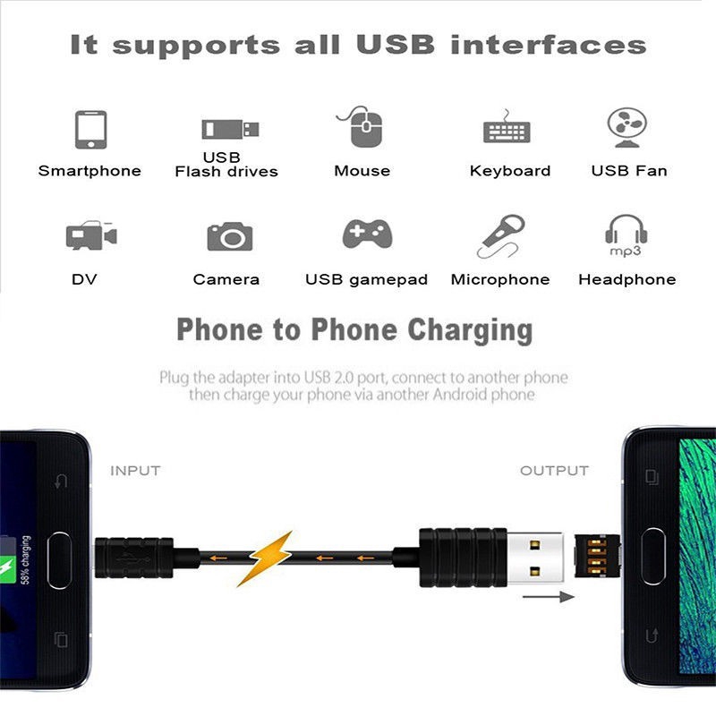 Set 2 Đầu Chuyển Đổi Từ Giác Cắm Type-C Micro USB & Type-C Sang Cổng USB 2.0 OTG