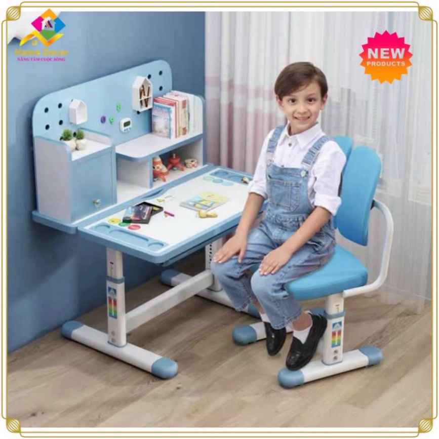 BỘ BÀN HỌC SINH CAO CẤP ĐA NĂNG THÔNG MINH chống gù chống cận , có giá để sách [ Tặng ĐỒNG HỒ bấm giờ]