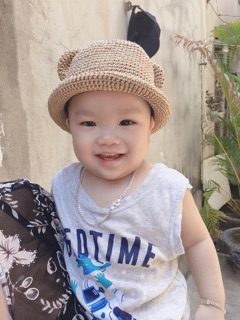 Mũ gấu sợi thô cho bé trai