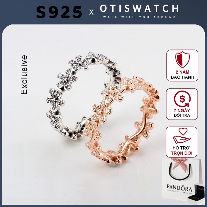Nhẫn pandora charm Pandora Attach Chrysanthemum sparkling stones silver cao cấp S925 fullbox - Otis