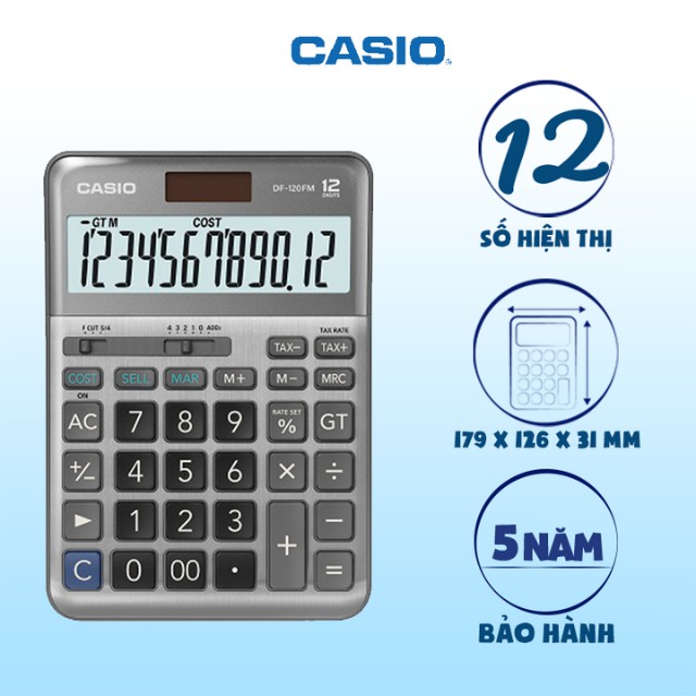 Máy Tính Văn Phòng Casio DF120FM - Hàng Chính Hãng Bảo Hành 7 Năm