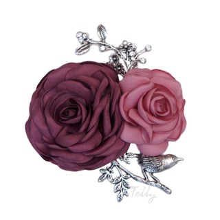 Cài áo, hoa cài áo hoa hồng lụa handmade RP042