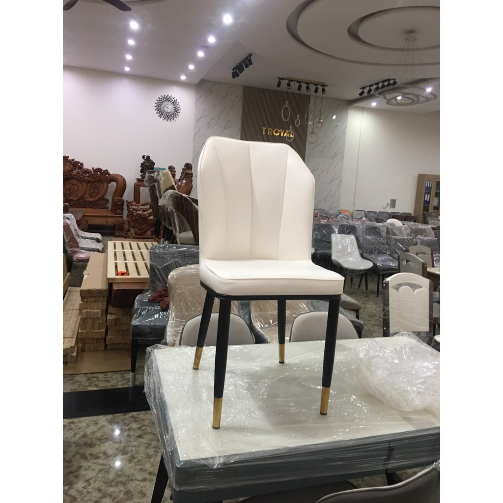 Bộ bàn ăn mặt đá Cẩm thạch + 4 ghế da