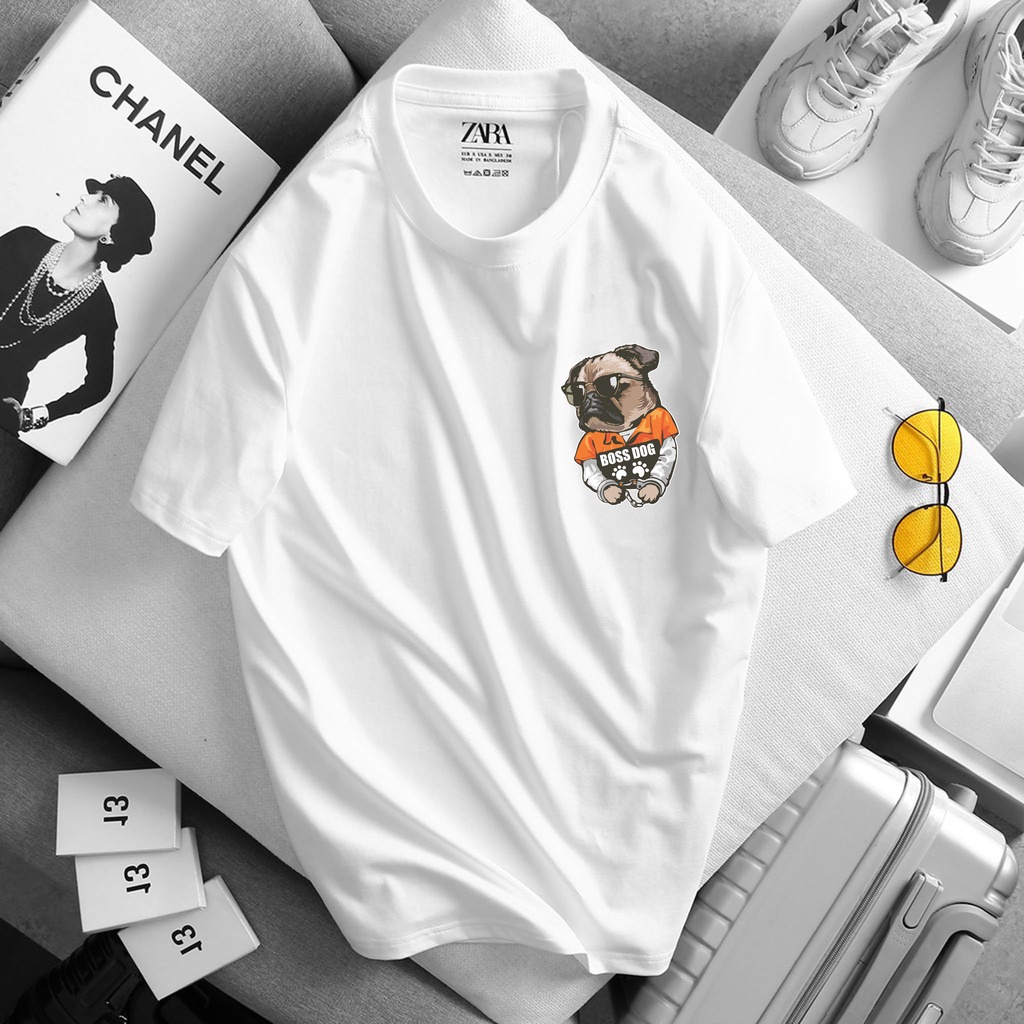 Áo Thun Zara Chó Bull Mặt Xệ Unisex Thun Cotton 4 Chiều