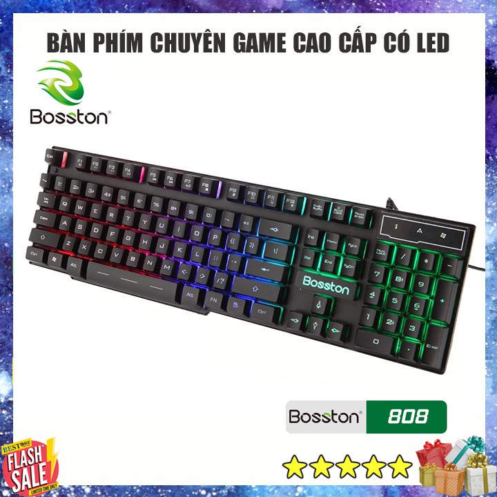 Bàn phím chơi game đèn led 7 màu Bosston 808