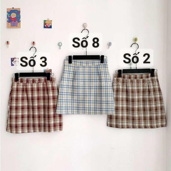 Chân Váy Chữ A Caro Ulzzang Mã CV7886 (ẢNH THẬT)