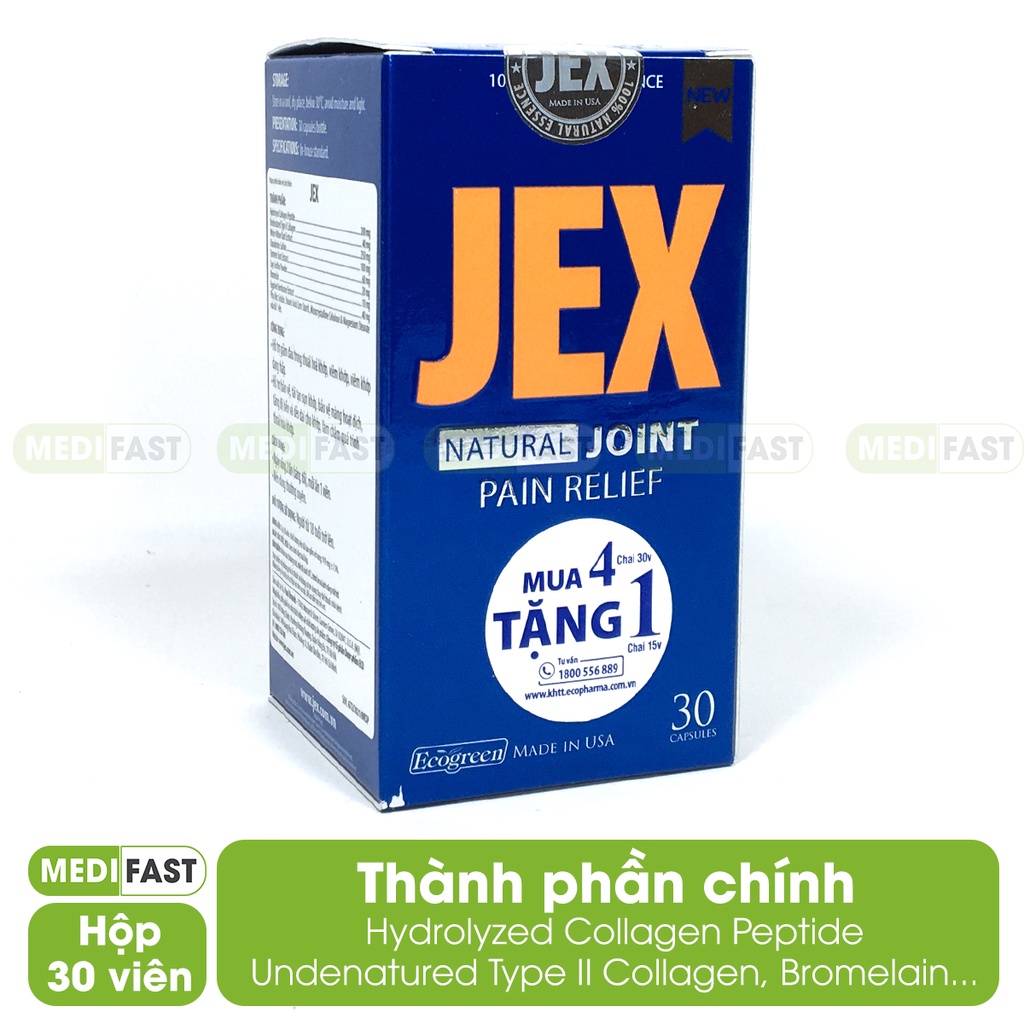 Viên uống bổ khớp Jex Max Hộp 30 viên Có tem tích điểm, giảm đau lưng, xương khớp