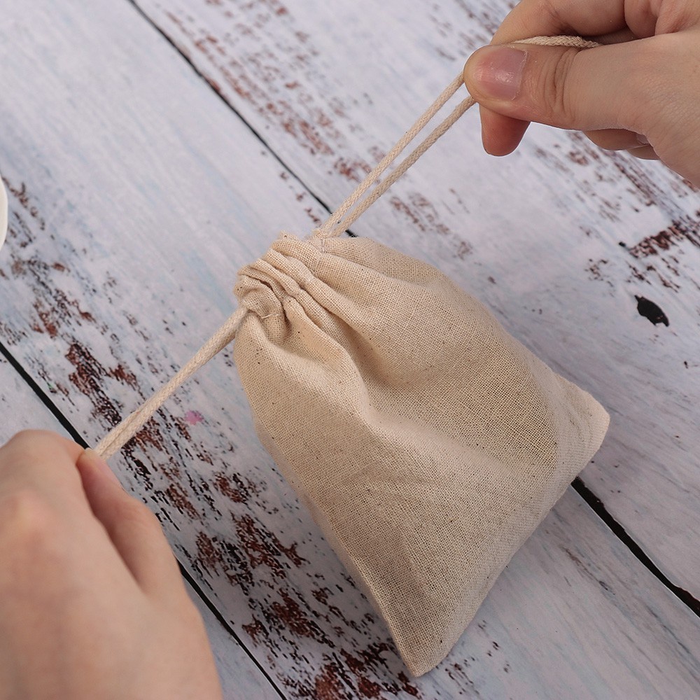 Túi đựng vải lanh cotton dây rút tiện lợi dành cho rau củ đồ chơi
