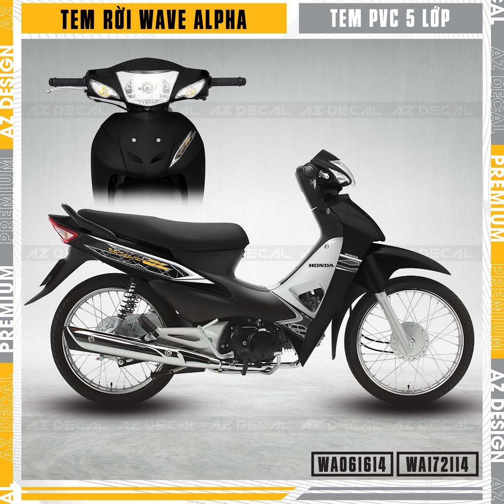 Tem Độ Xe Wave A 100 110 Mẫu Họa Tiết Cách Điệu | WA14 | Decal Rời Dán Xe Máy Chống Nước Bền Màu