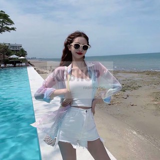 Áo khoác cardigan nữ mỏng đi biển, dài tay Hàn Quốc