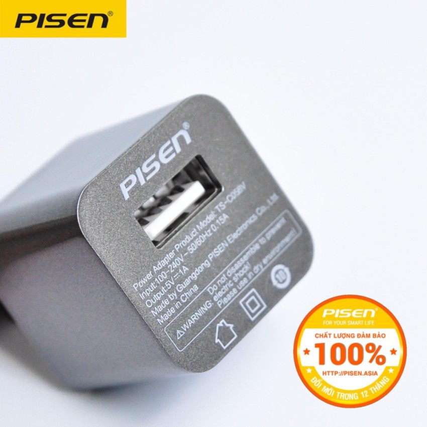 Sạc Iphone Chính Hãng Pisen - i Charger 1A Smart - Bảo hành 18 tháng